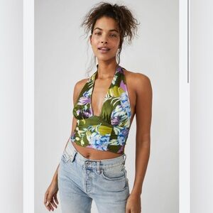 Free People Large Floral Halter Top NWT